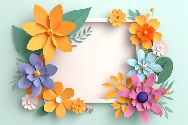 Paper flowers on a green background