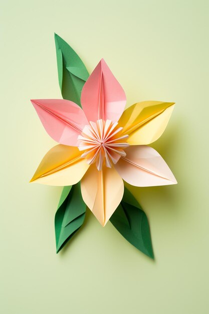 Paper flowers and leaves multicolored paper spring flowers paper decoration