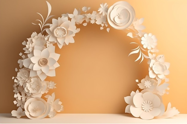 Paper flowers on a orange background