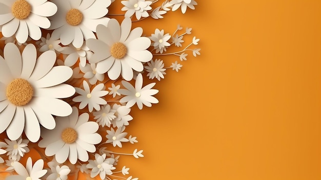 オレンジ色の背景に紙の花