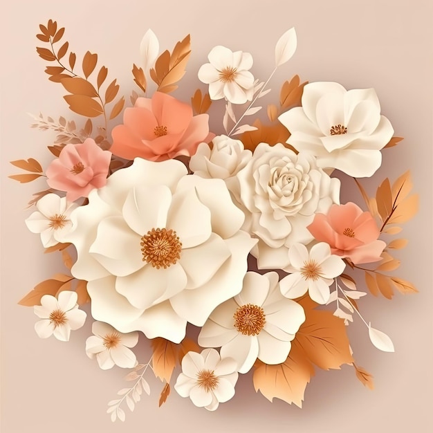 Paper flowers on a pink background