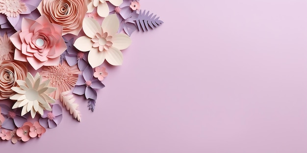 Paper flowers on a pink background