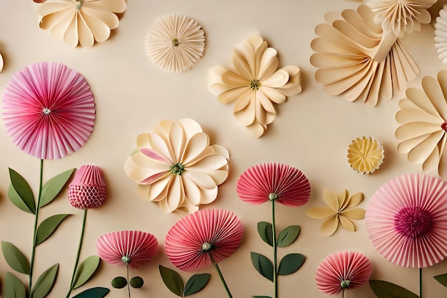 paper flowers on a white background