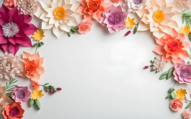 Paper flowers on a white background