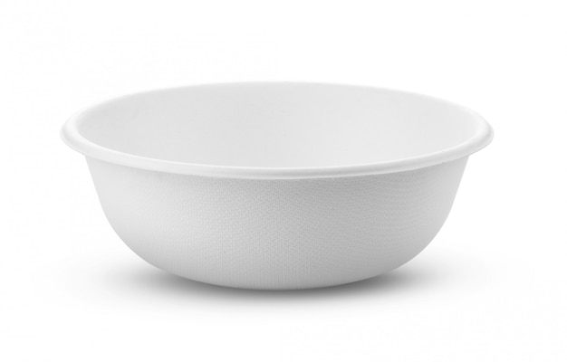 Paper food bowl container on white