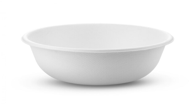 Paper food bowl container on white