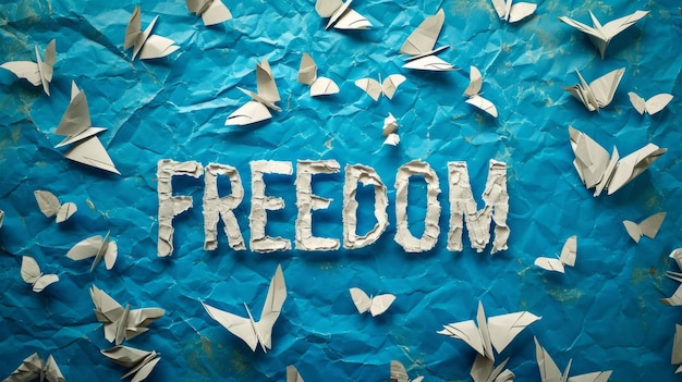 Paper Freedom concept creative horizontal art poster