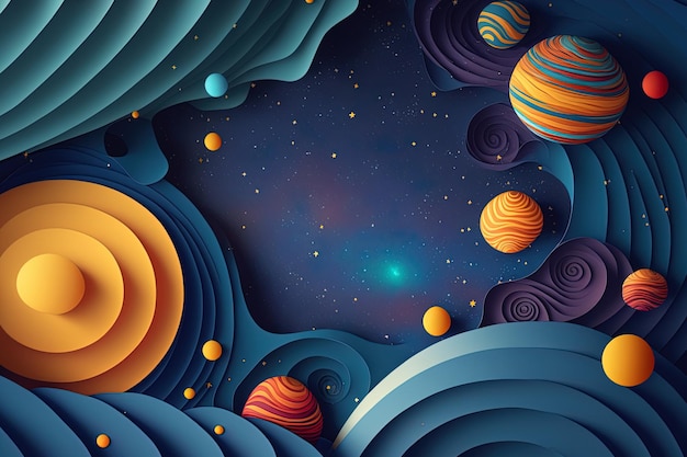 Paper galaxy background in a vibrant design