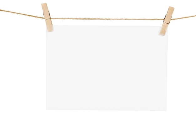 Paper hang on clothesline with clipping path