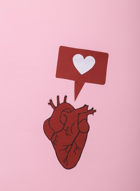 paper heart with like icon on pink background Social Media Addiction