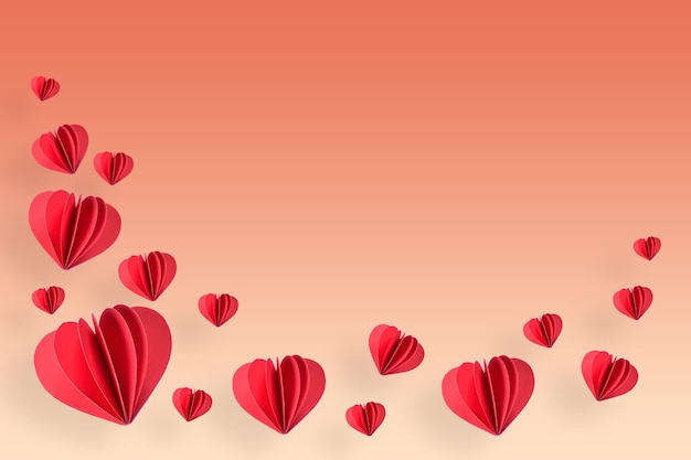 paper hearts illustration with beige stylish background