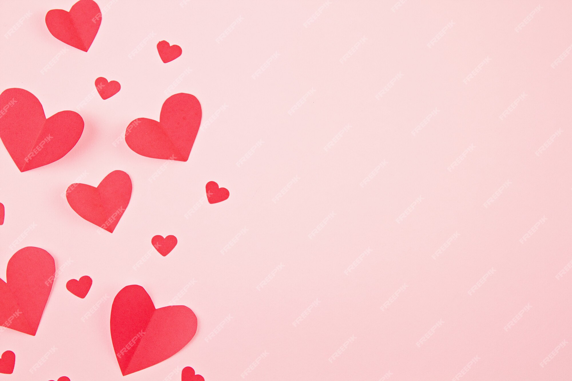 Beautiful Pink Paper Hearts White Paper Background Stock Photo by