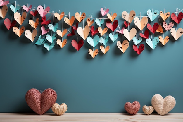 Paper Hearts with Music Notes and Space for Text