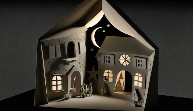 A paper house with a star on the top