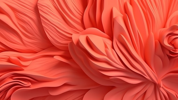 Paper leaves on coral background Generative Ai