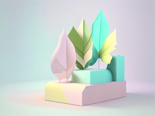 A paper model of a plant with a leaf design on it.