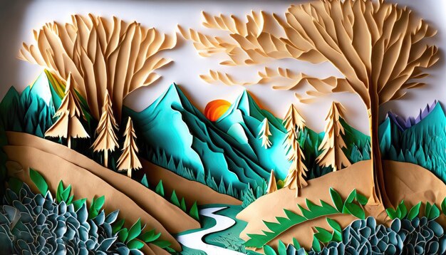 paper mountains landscape