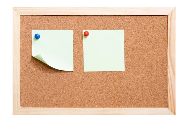 Paper notes sticky in Cork board note papers on an old wood frame
