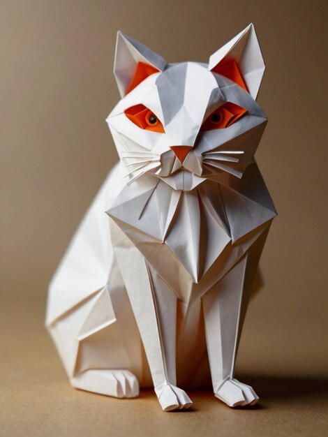 Photo paper origami creation in the shape of a cat