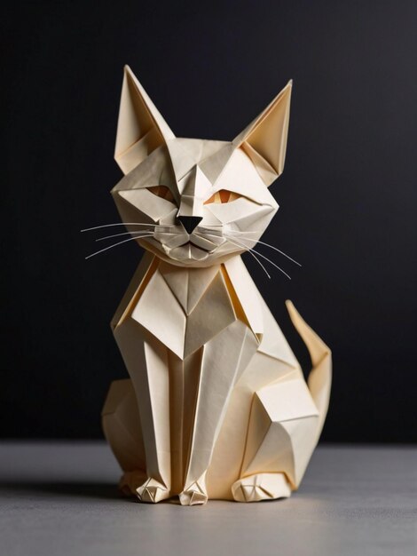 Photo paper origami creation in the shape of a cat