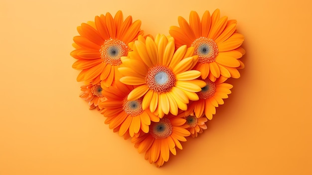  꽃의 장식 심장과 오렌지색 장난감 사이의 종이 Generative Ai