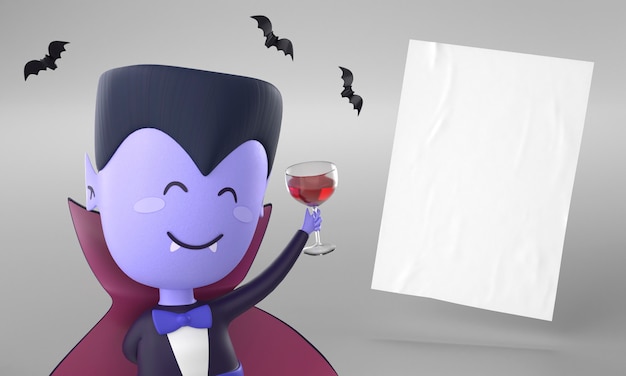 Paper page with dracula decoration for halloween