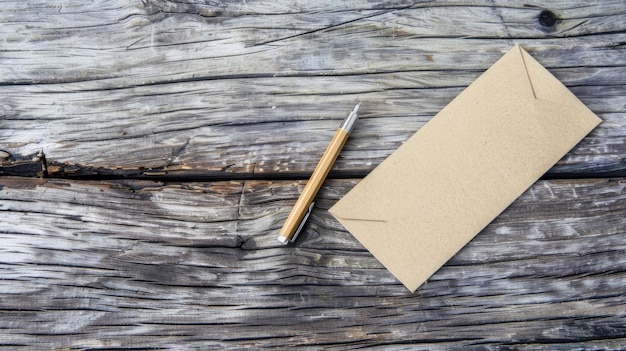 Paper and Pen on Wooden Table