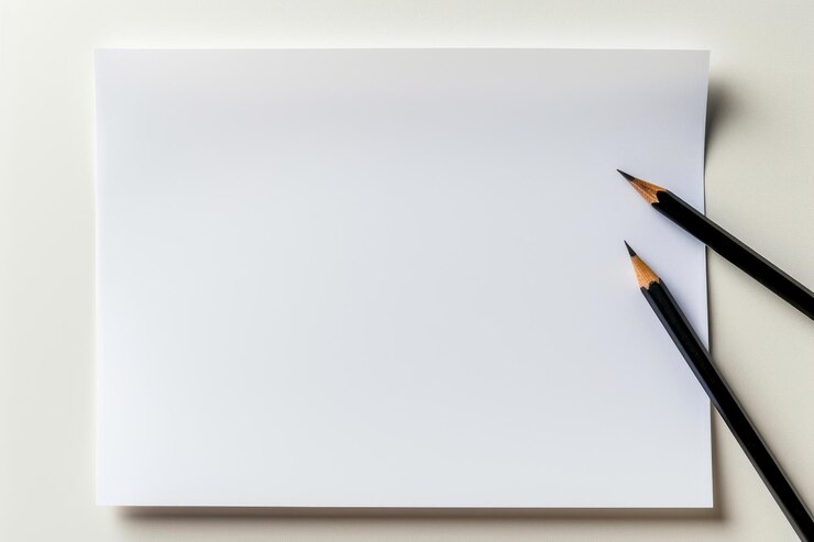 Photo paper pencil white white background