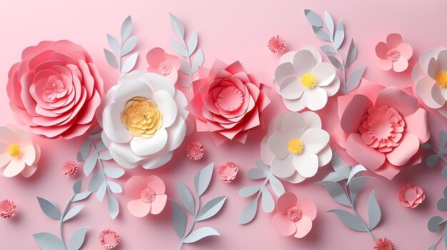 paper pink and white flower arrangement