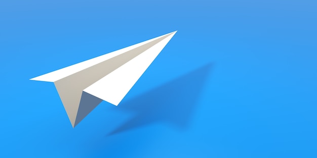 paper plane with blue background. 3d illustration.