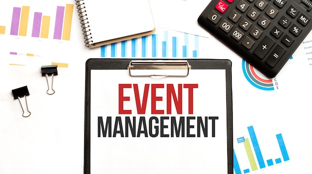 Paper plate with text EVENT MANAGEMENT