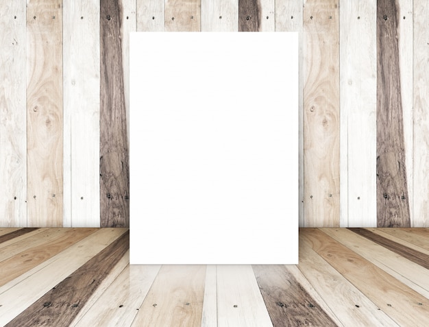 paper poster on  tropical wood room,template for your content