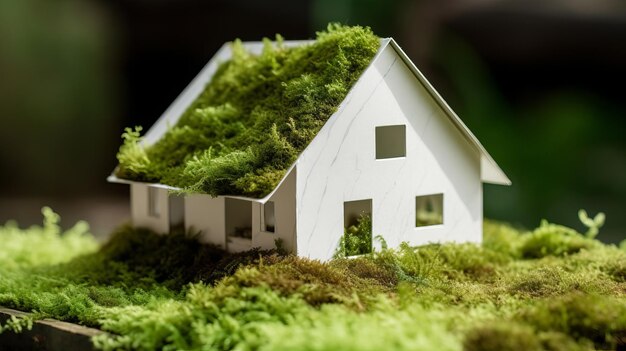 A paper private settled on a bed of greenery in a make appearing an ecofriendly house Creative resource AI Generated