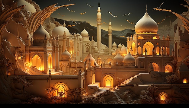 Paper quilling Laksmi cinematic lighting epic scene oriental detailed