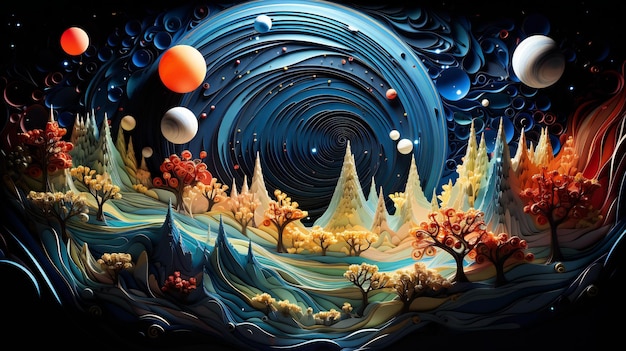 Paper quilling landscape