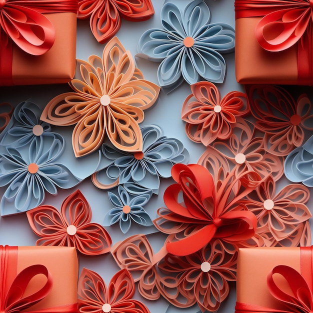 Paper quilling paper wrap seamless pattern tile