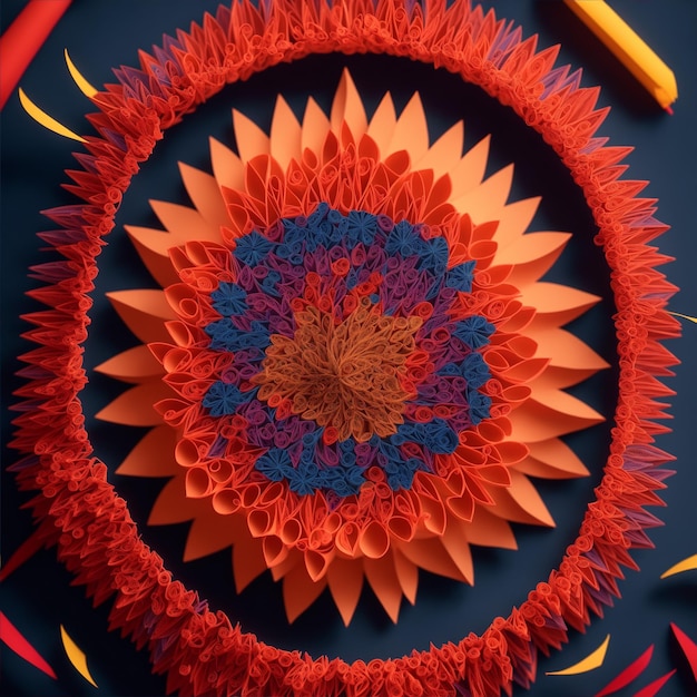 Paper Quilling style art fireworks symmetrical