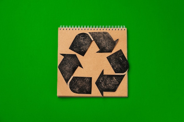 Paper recycling concept on green top view