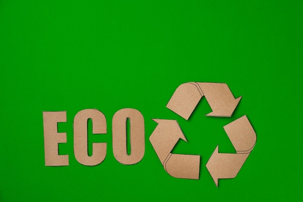 Paper recycling concept on green top view