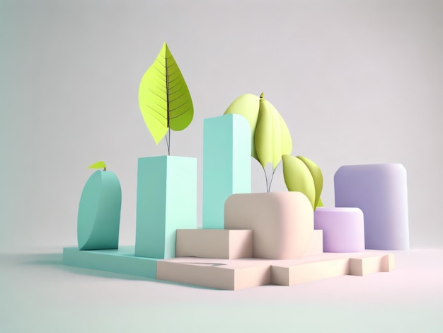 A paper sculpture of a bunch of green leaves with a white background.