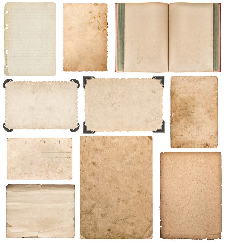Photo paper sheet, book, cardboard, photo frame with corner isolated on white background. set of scrapbook elements