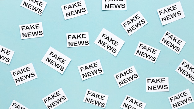 Photo paper sheet collection with fake news message