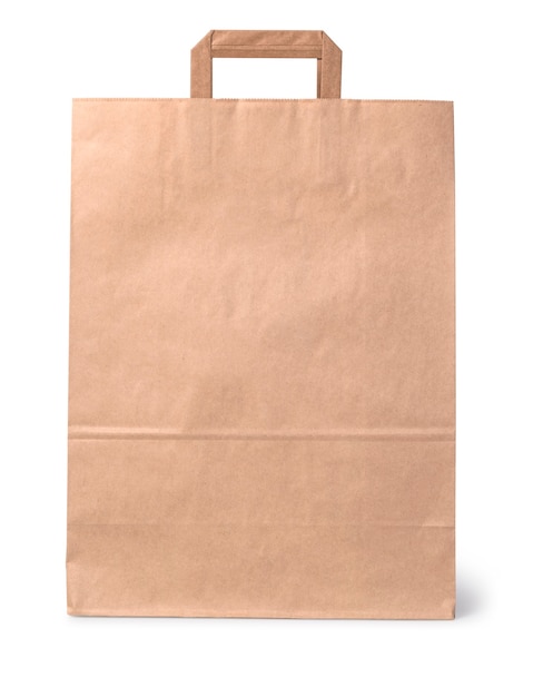 Paper shopping bag isolated on white background