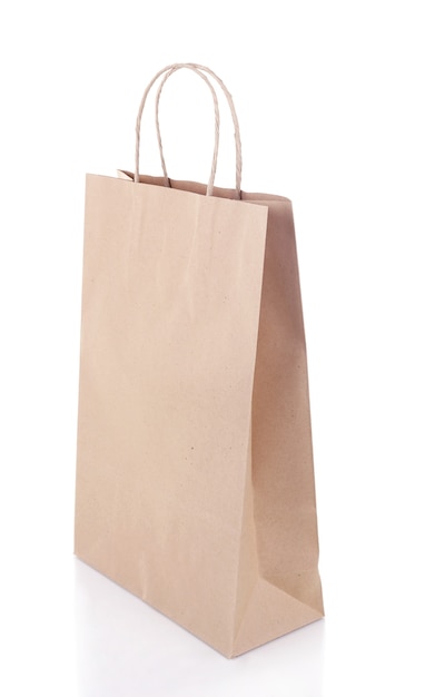 Paper shopping bag isolated on white