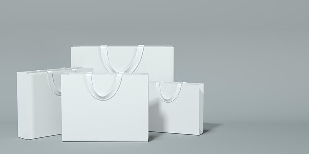 Paper shopping bag product packaging 3d rendering