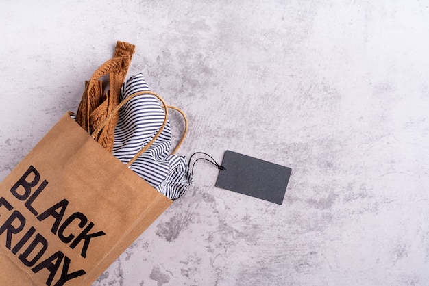 Paper shopping bag with Black Friday text