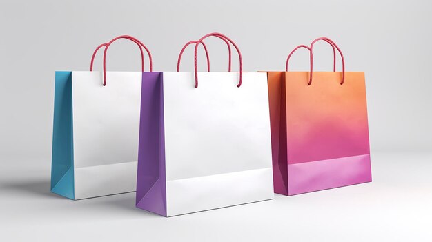 Paper Shopping Bag with colorful Handles Mockup