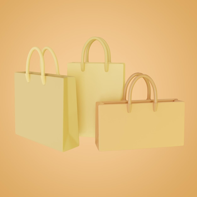 Paper shopping bags 3D illustration