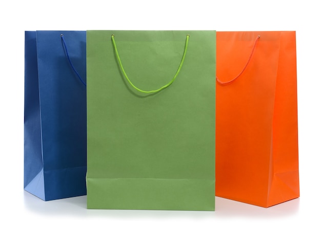 Paper shopping bags isolated on white