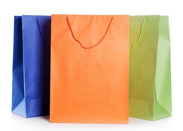 Paper shopping bags isolated on white